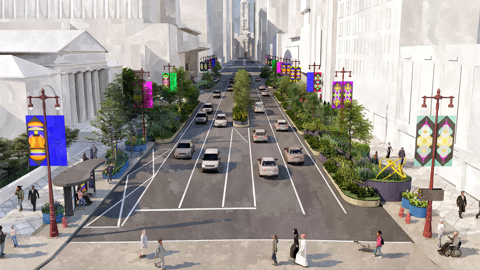 3D Mockup of Broad Street Planters